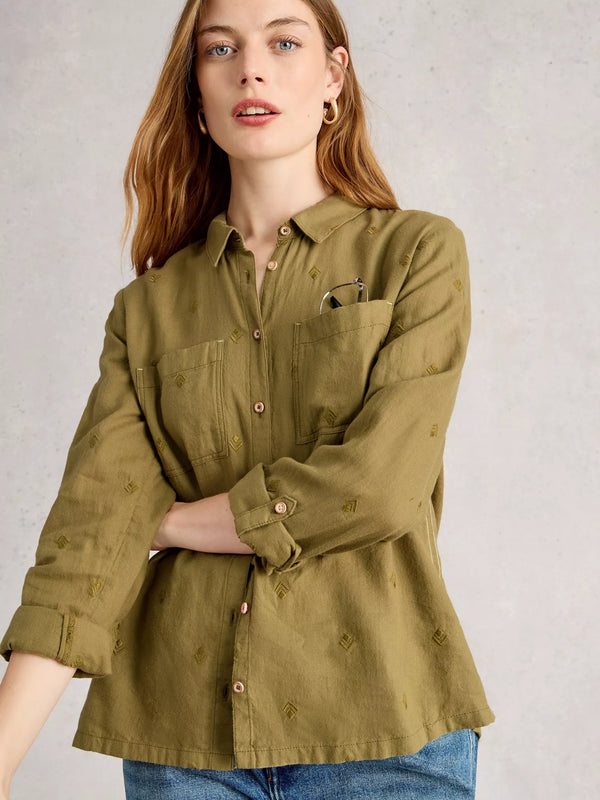 Whitestuff Sofie Shirt / Khaki Green