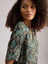 WHITE STUFF JUNE LINEN DRESS/ GREEN PRINT