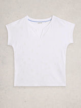 White Stuff Nelly Emroidered Tee / White