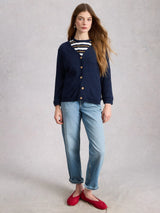 WHITE STUFF NOVA LINEN CARDI / NAVY