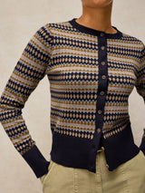 White Stuff Lois Fairisle Cardigan / Navy Multi