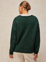 White Stuff Textured V-Neck Sweater /  Dark Green