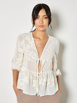 Apricot Embroidered Chiffon Cover Up