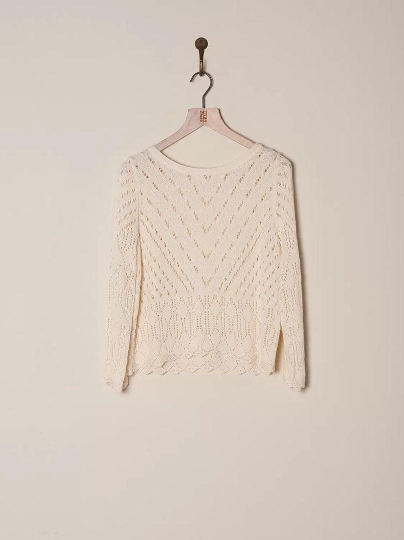 Nile Pointelle Cotton Sweater / Ecru