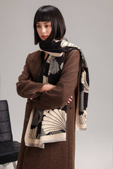 Winding River Ginkgo Reversible Wrap / Black & Cream