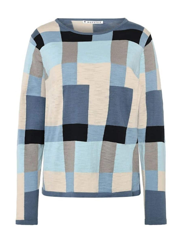 Mansted Chili Checkered Pullover / Soft Blue