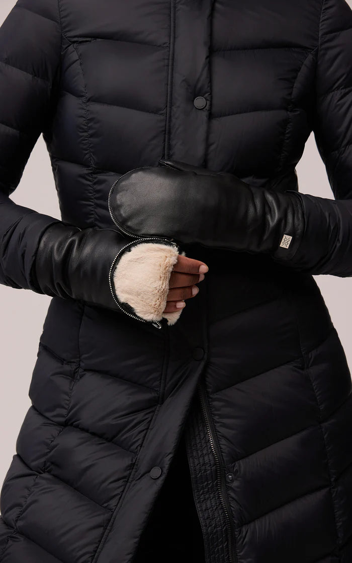 SOIA & KYO Leather Mittens / Black