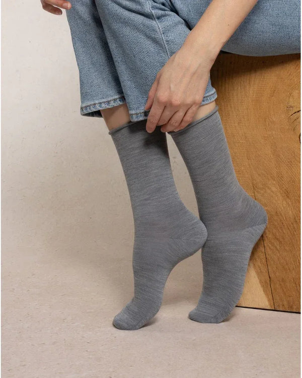 Bleuforêt Fine Wool Socks / Marled Grey