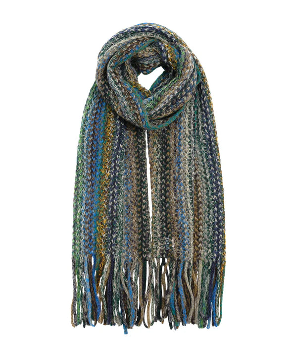 Echo Microstripe Netting Stitch Scarf / Blue Spruce