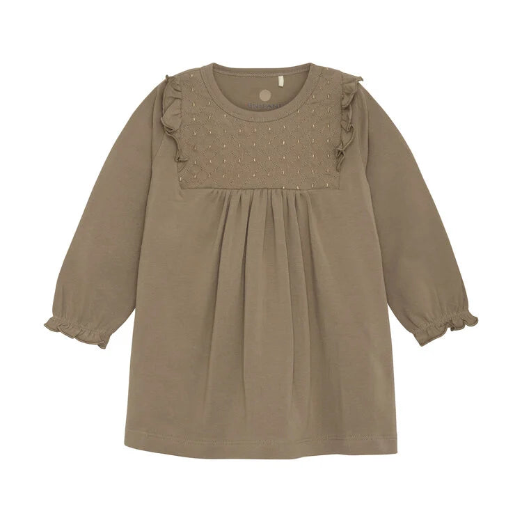 En Fant Emroidered yoke Dress / Taupe