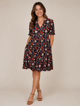 Dress Addict July Dress – Navy Red Floral Print