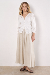 Apricot Diamond Tiles Embroidered Top / White