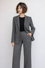 Astrid Plaid Blazer / Charcoal black