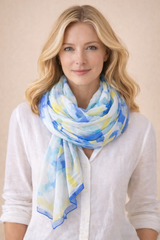 Dolcezza 'Turquoise Bloom' Art Print Scarf