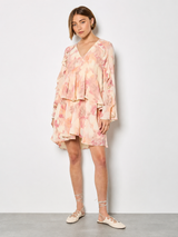 Apricot Ruffle Dress / Floral