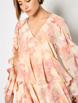 Apricot Ruffle Dress / Floral
