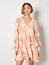 Apricot Ruffle Dress / Floral
