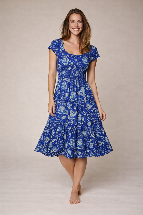 chinese dress ladies JUNE Leaves Print Tiered Dress