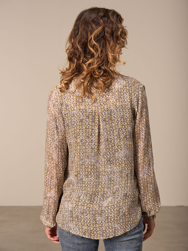 Nile Chiffon Blouse / Gold Multi print