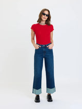 Daze Pleaser High-Rise Wide-Leg Ankle Jeans  / Slow Motion