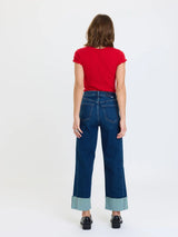 Daze Pleaser High-Rise Wide-Leg Ankle Jeans  / Slow Motion