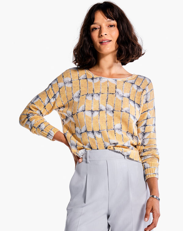 NIC + ZOE Shape Shift Print Knit Scoop Neck Long Sleeve Sweater