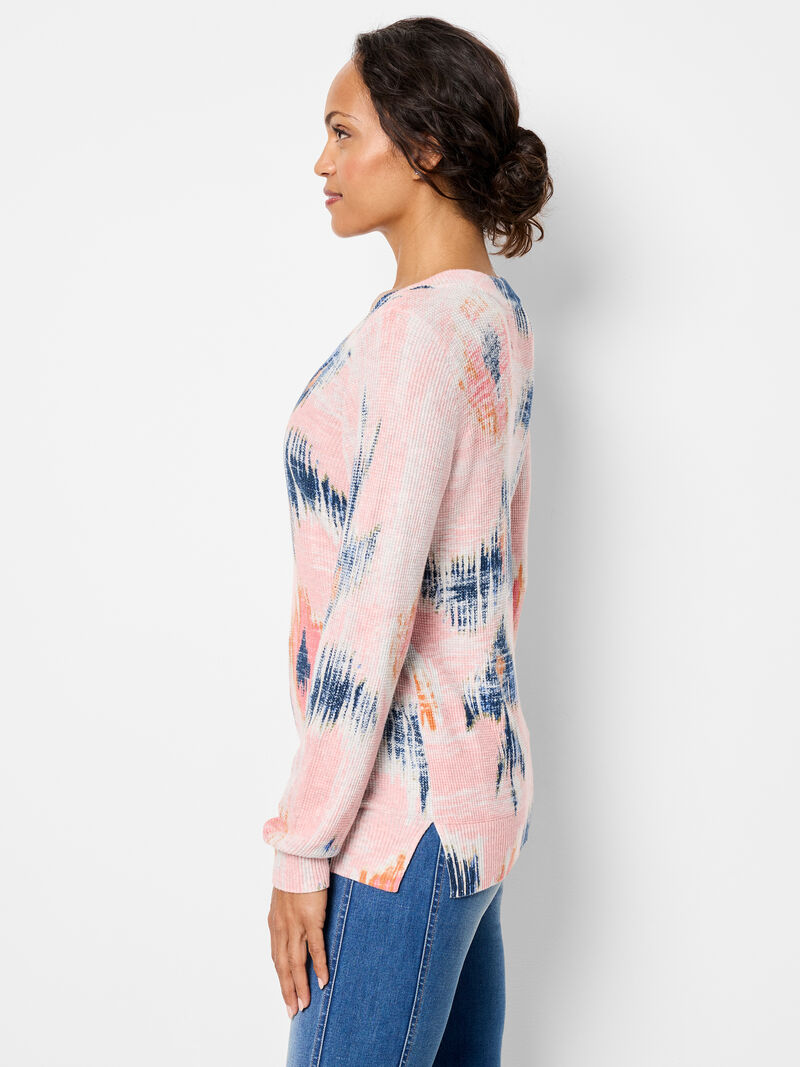 Nic & Zoe Waffle V-Neck Sweater (Floral)