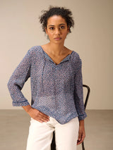 Nile Print Blouse Dark Ocean