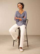 Nile Print Blouse Dark Ocean