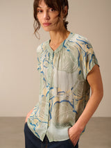 Nile Short Sleeve Blouse / Salbei Botanical print