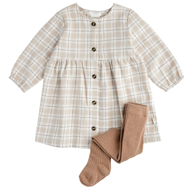 Petit Lem Dune Plaid Poplin Dress Set