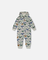 Deux Par Deux Fox Print Hooded Jumpsuit