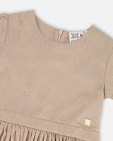 Deux Par Deux pleated Shimmer Dress / Caramel