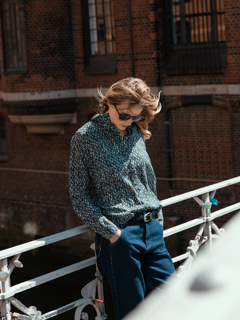 Nile Blouse/ Petrol Print