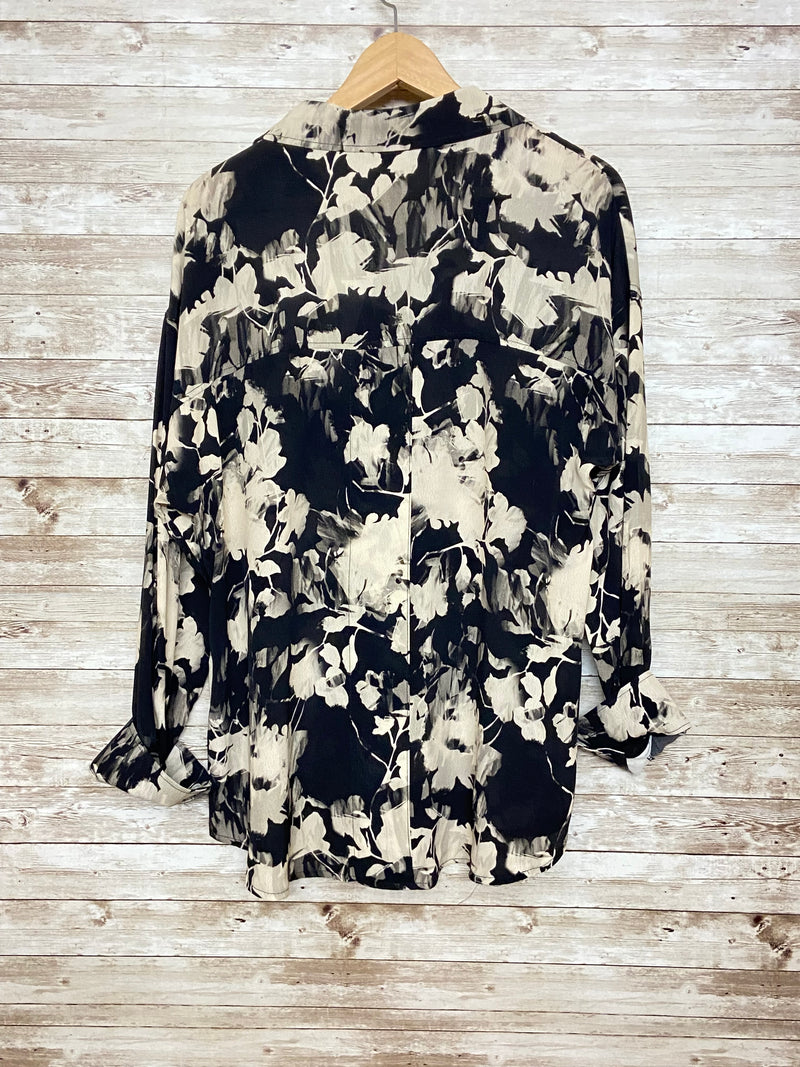 Astrid Winter Floral Woven Shirt / Black, Cream