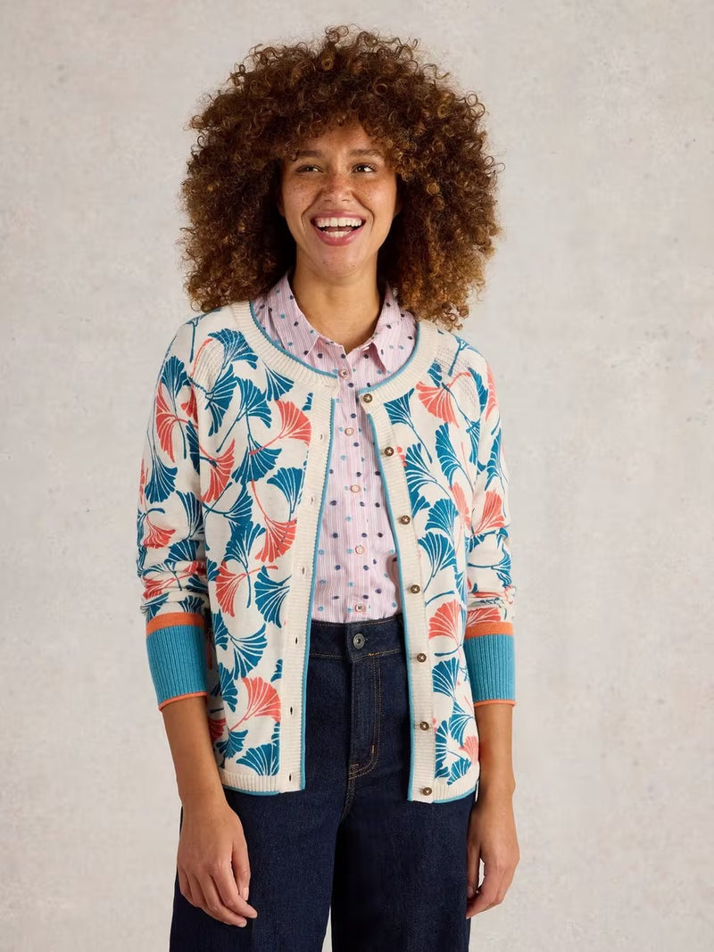 White Stuff Lulu Print Cardi / Natural Print