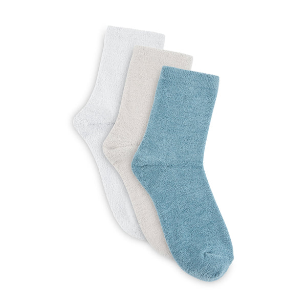 Lemon Powder cozy quarter Crew Sock 3PK /Medium Blue