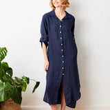 Larino Linen Shirt Dress / Navy