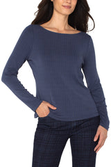 Liverpool  Boatneck Top / Washed  Navy
