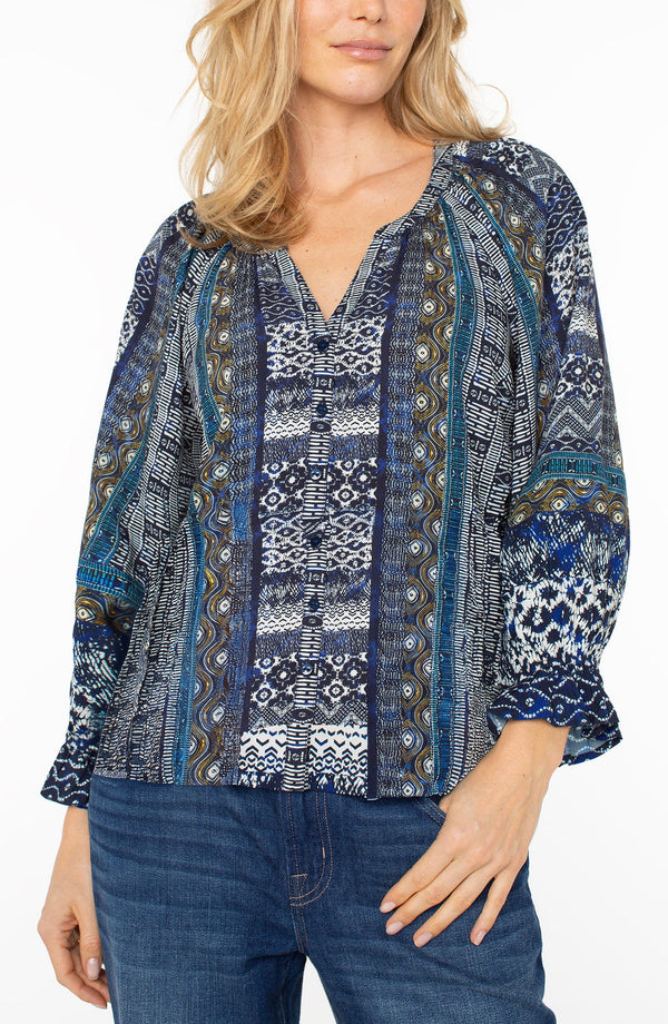 Liverpool Shibori Blouse / Blue Multi