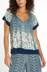 Liverpool Ikat Blouse / Indigo Mix