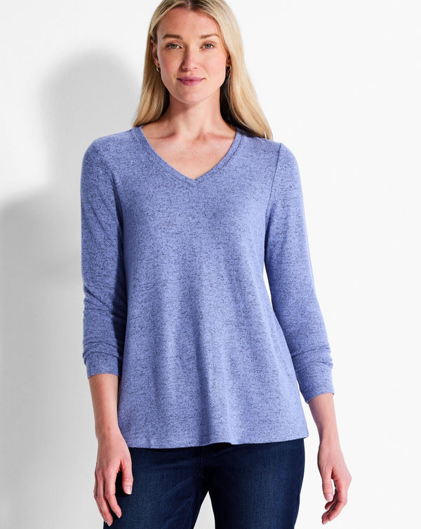 NIC + ZOE Textured Knit Autumn Bloom Print Long Sleeve Sweater