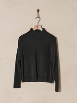 Nile Mock Neck Cotton Pullover / Night Blue