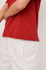 Yerse V-Neck Organic cotton T-Shirt  / Terracotta Red