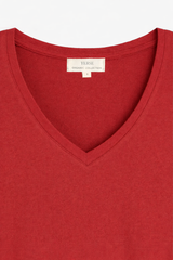 Yerse V-Neck Organic cotton T-Shirt  / Terracotta Red