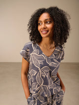 Nile Print Blouse / Graphite