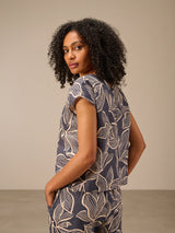 Nile Print Blouse / Graphite