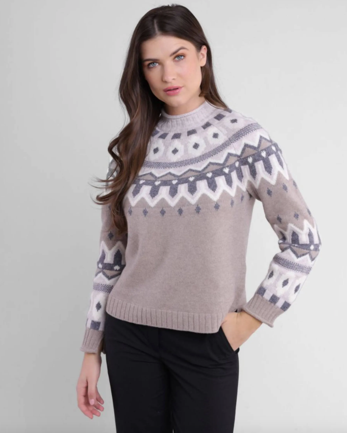 Alashan Raglan Fair Isle Sweater/Macaroon Combo