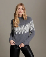 Alashan Sunburst Fair Isle Raglan Sweater/Stone