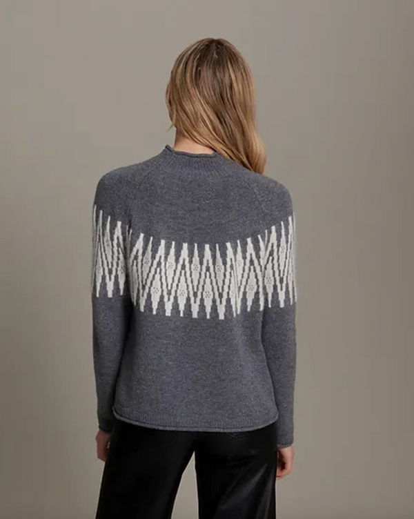 Alashan Sunburst Fair Isle Raglan Sweater/Stone